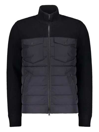 HERNO PADDED-PANEL KNITTED JACKET
