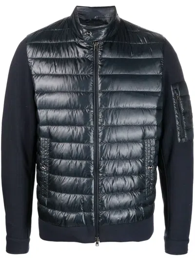 Herno Padded-panel Zipped Jacket In Blue