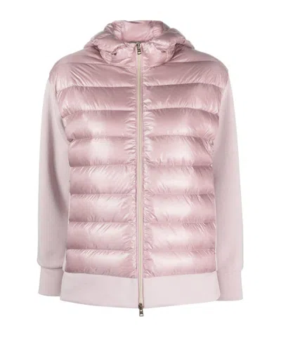 Herno Padded-panels Hooded Jacket In Pink