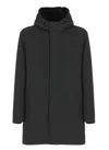 Herno Long Padded Coat With Knitted Collar Clothing In Black