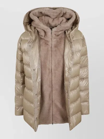 Herno Padded Parka Coat In Neutral