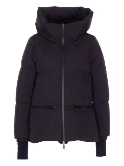 Herno 2layers Hooded Short Down Jacket In Black