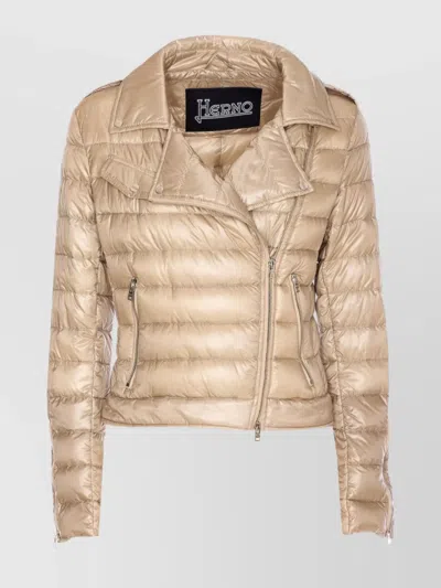 Herno Padded Quilted Metallic Finish Jacket In Neutral