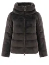 Herno Padded Short Jacket In Plush Synthetic Fur In Brown