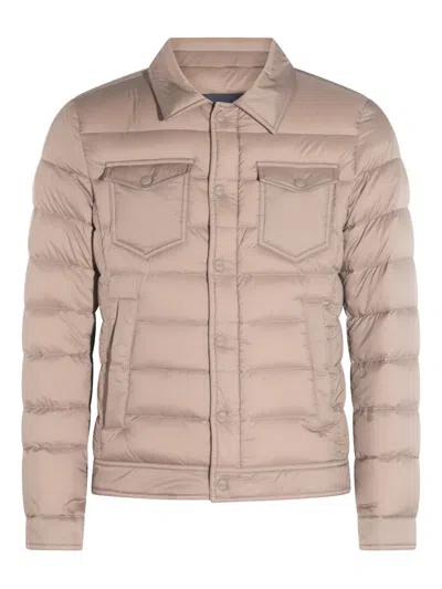 Herno Padded Snap-button Jacket In Brown