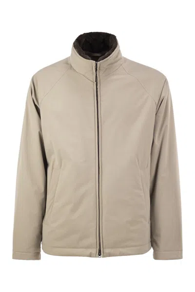 Herno Padded Technical Jacket With Stand Collar And Faux Fur Lining In Transparent