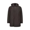 Herno Hooded Wool-blend Medium Down Jacket In Brown