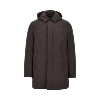 HERNO PADDED TECHNICAL WOOL DOWN JACKET