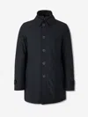 Herno Medium-length Structured Coat With Button-up Front In Blue