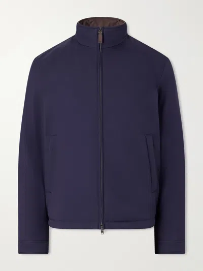 Herno Padded Twill Bomber Jacket In Blue