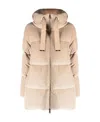 Herno Padded Velour Hooded-jacket In Neutral