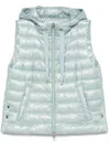Herno Light Blue Quilted Nylon Gilet With Hood In Blue