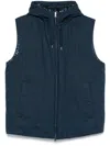 Herno Padded Vest With Hood And Textured Finish In Blue