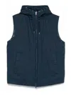 Herno Padded Vest With Hood And Textured Finish In Blue