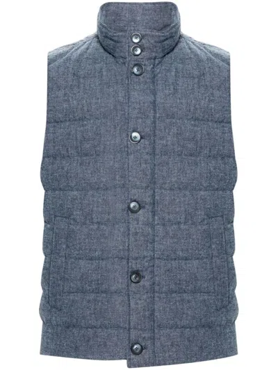 Herno Mélange Padded Gilet In Blue