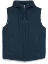 Herno Padded Vest With Hood And Textured Finish In Blue