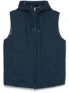 Herno Padded Vest With Hood And Textured Finish In Blue