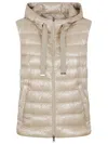 Herno Quilted Sleeveless Hooded Jacket Drawstring In Neutral
