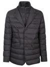 Herno Quilted Black Blazer With Alcantara Undercollar And Removable Bib In Gray