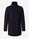 Herno Faux Fur Collar Wool-blend Car Coat In Dark Blue