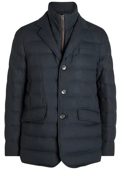 Herno Padded Woven Coat In Blue