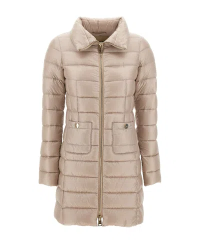 Herno Padded Zip-up Coat In Beige