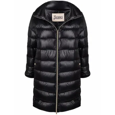 Herno Padded Zip-up Coat In Black