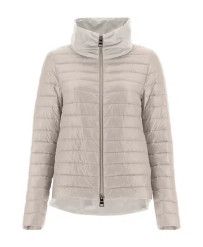Herno Padded Zip-up High-neck Jacket In Neutral