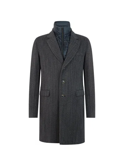 Herno Padded-insert Notch-collar Coat In Gray