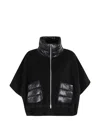 Herno Women Resort Poncho In Wool And Cashemre With Ultralight Nylon Details In Black