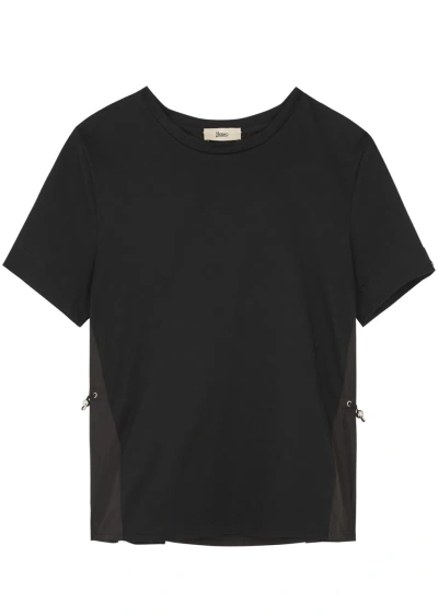 Herno Panelled Cotton T-shirt In Black