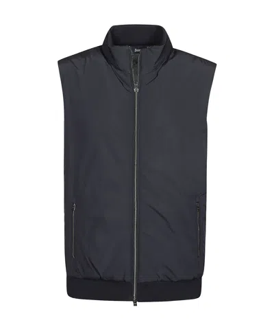 Herno Cotton Yarn And Nylon Outer Vest In Navy