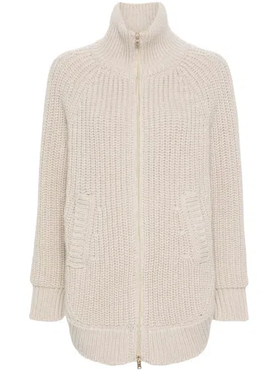 Herno High Neck Wool Knitted Quilted Jacket In Gray