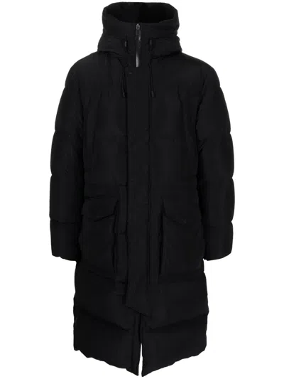 Herno Panelled Down Mid Coat In Black