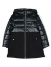 Herno Panelled Hooded Puffer Coat In Blue