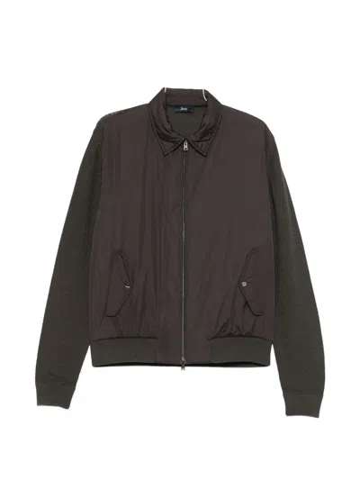 Herno Moro Cotton Polyester Bomber Knit In Brown