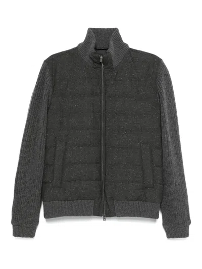 Herno Quilted Wool Jacket With High Collarclosure In Gray