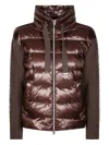 Herno Quilted Nylon Bomber Jacket With Contrasting Knit Panels In Brown
