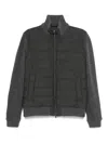 Herno Padded Bomber Jacket With Knitted Sleeves In Gray