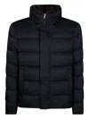 Herno Boxy Black Down Jacket With High Collar In Blue