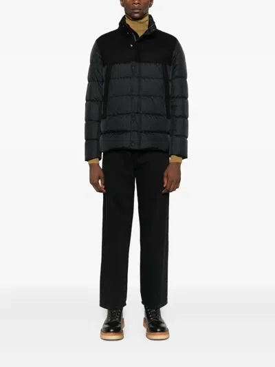 Herno Panelled Quilted Coat In Black