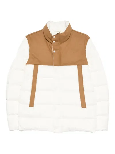 Herno Panelled Quilted Coat In White