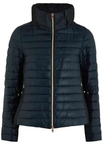 Herno Panelled Quilted Shell Jacket In Navy