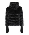 Herno Black Cape With High Neck And Logo Plate On Rhe Rear In Velvet Woman In Black