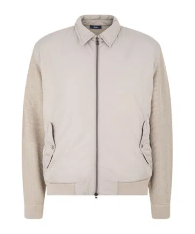 Herno Panelled Waffle-knit Lightweight Jacket In Neutral