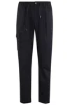 Herno Tailored Blue Pants With Elastic Waistband In Black