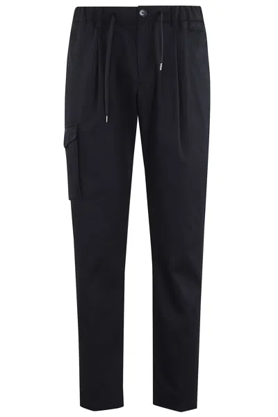 Herno Tailored Blue Pants With Elastic Waistband In Black