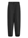 Herno Carrot Fit Black Taffeta Trousers With Adjustable Waistband In Nero