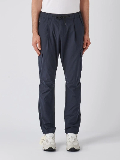 Herno Trousers Cargo Style Elastic Waist In Navy