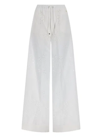Herno Pantalone Traforato Con Ricamo Sangallo In White
